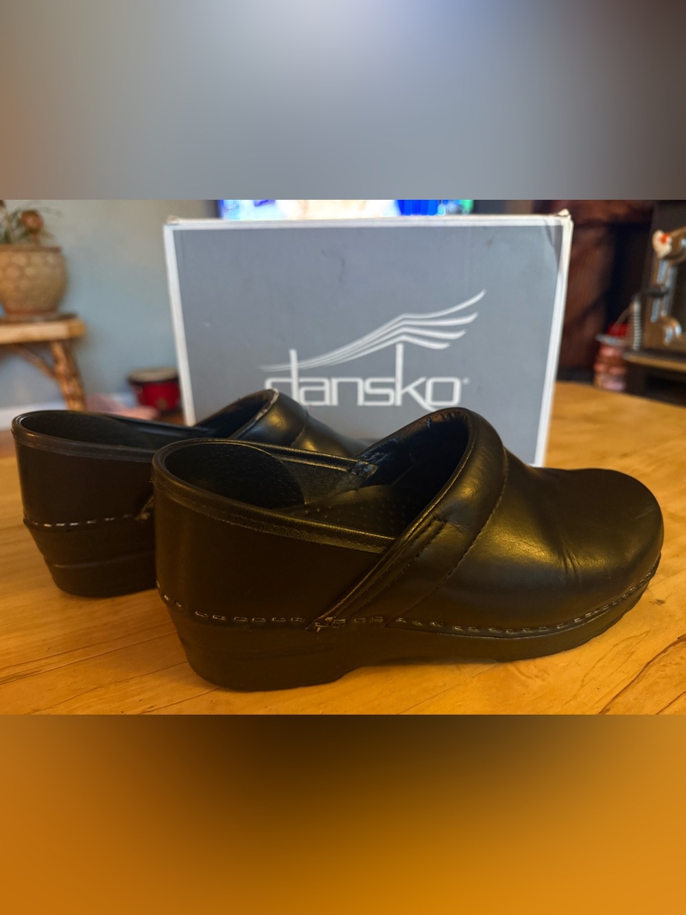 Dansko Black Leather Clogs – Size 38